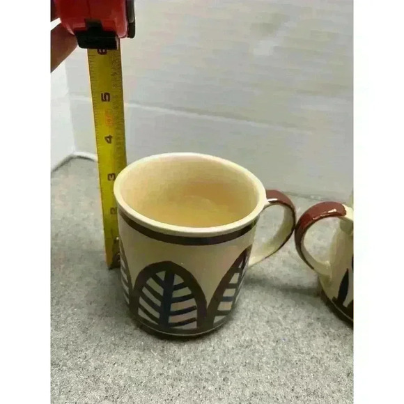 Otagiri vintage coffee mugs  floral/leaf pattern blue/brown - Picture 2 of 12